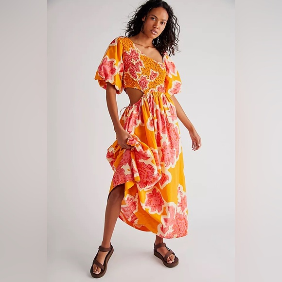 Free People Dresses & Skirts - Free People Kalina Printed Midi Dress, Sz M